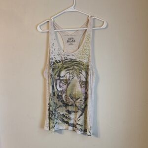 Mudd White and Green Tiger Print Tank Top